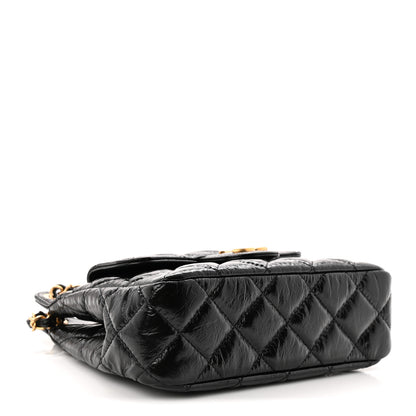 Chanel Shiny Crumpled Calfskin Quilted Small Wavy CC Hobo Black 4 of 11