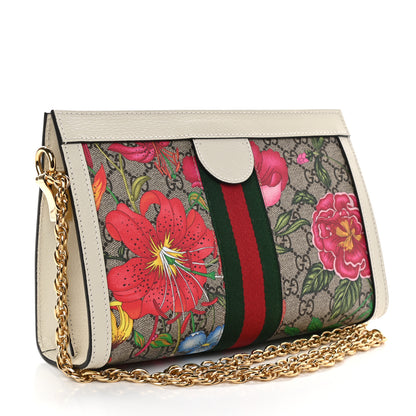Gucci GG Supreme Monogram Flora Web Small Ophidia Chain Shoulder Bag White 3 of 9