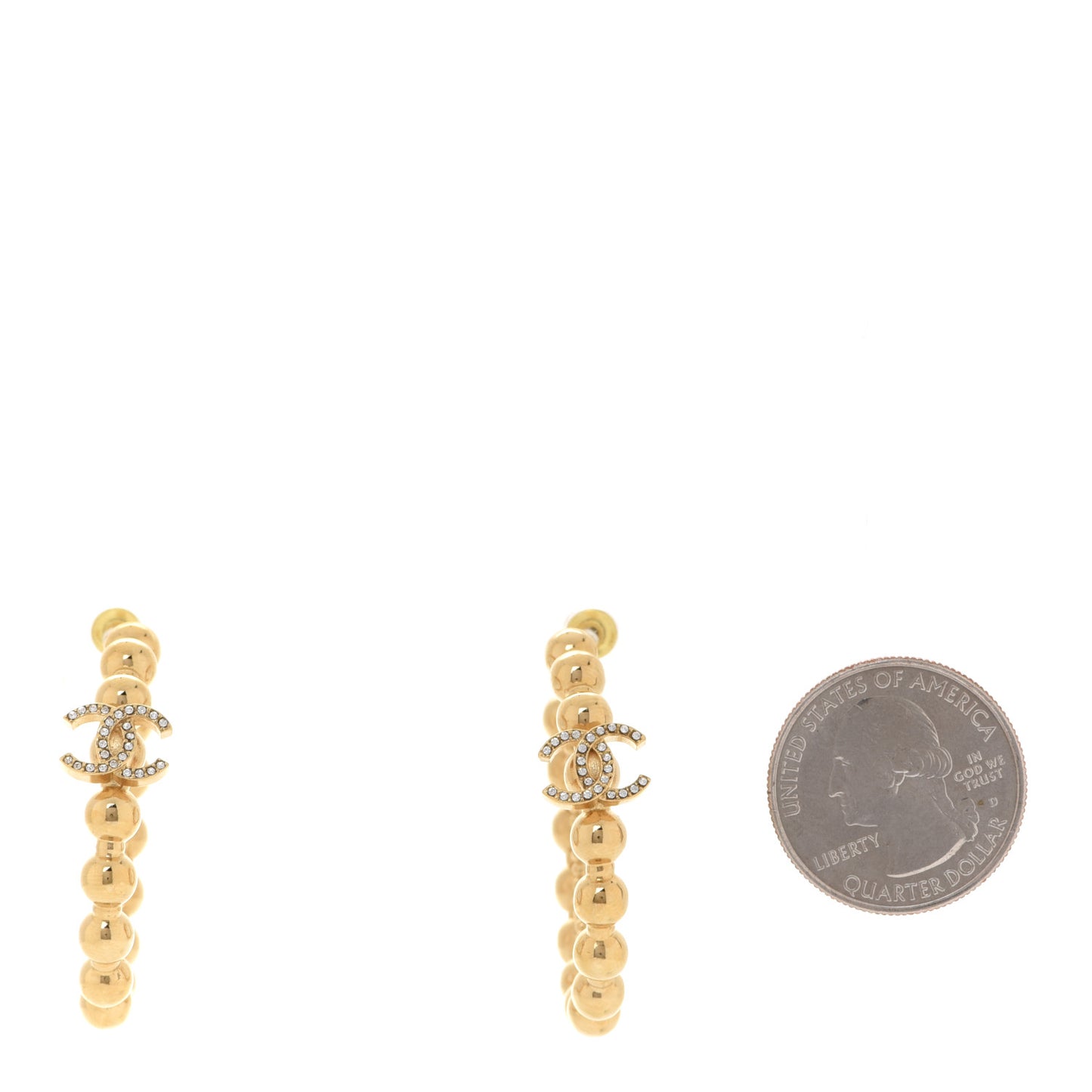 Crystal CC Hoop Earrings Gold