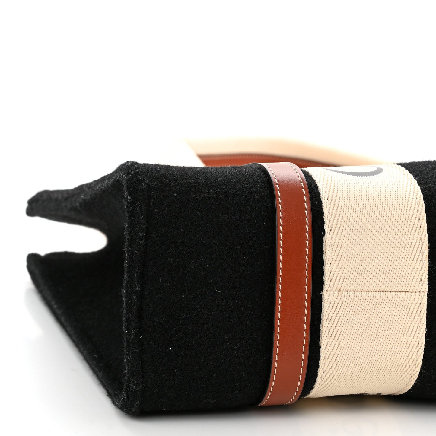 Felt Calfskin Medium Woody Ribbon Tote Black