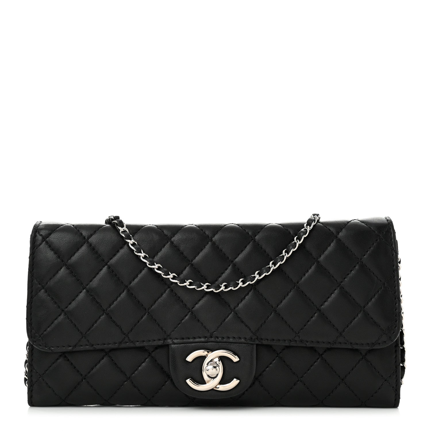 Chanel Lambskin Quilted East West Flap Clutch  Black 1 of 9