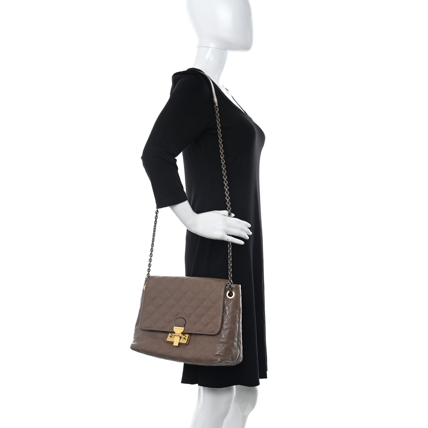 Marc Jacobs Lacquered Lambskin Baroque The XL Single Flap Truffle 2 of 12