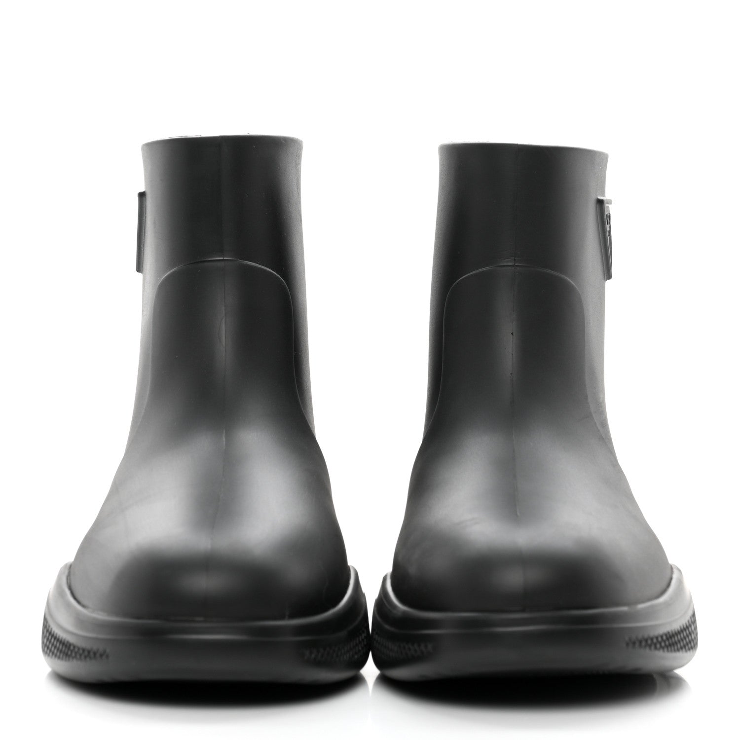 Prada Soft Mellow Rubber Triangle Logo Embossed Womens 25mm Booties 41 Black 2 of 12