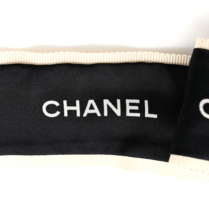 Chanel Silk CC Hair Tie Black Ecru 3 of 3