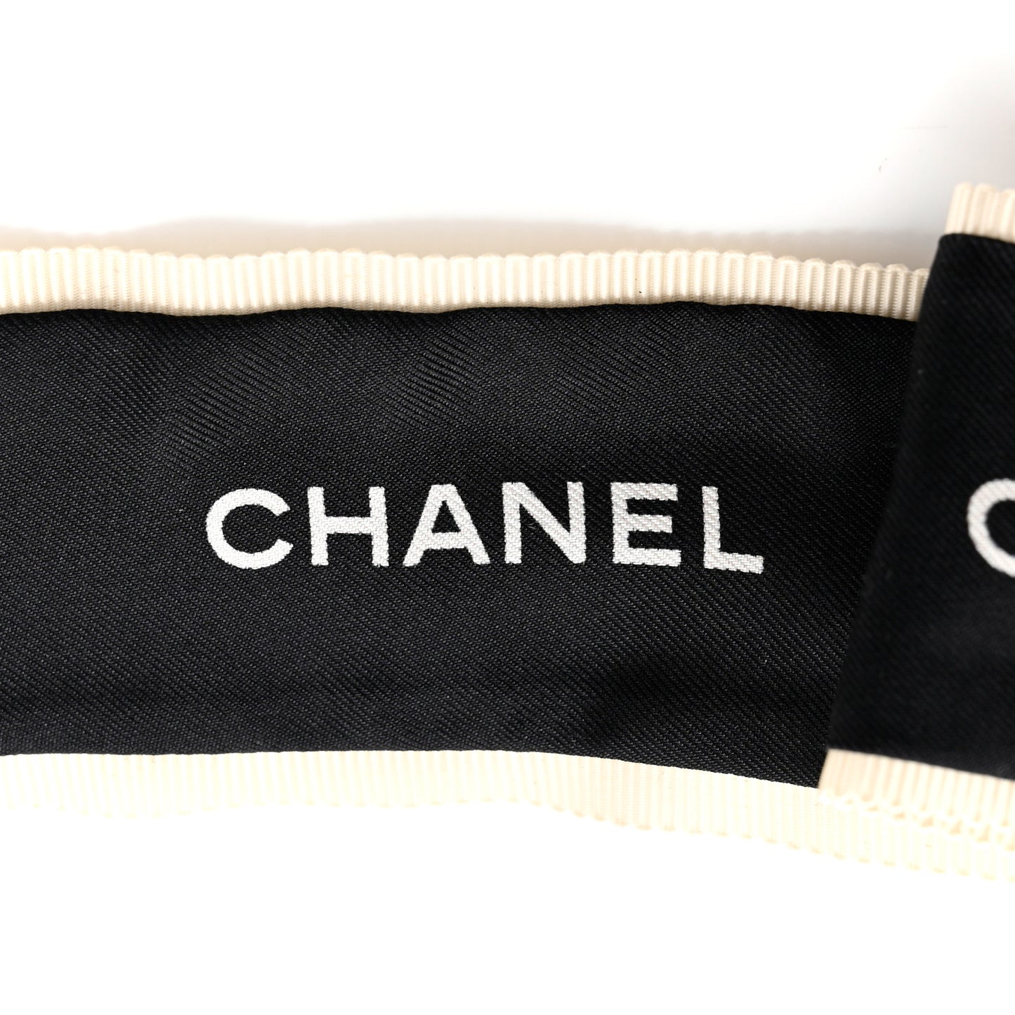 Silk CC Hair Tie Black Ecru