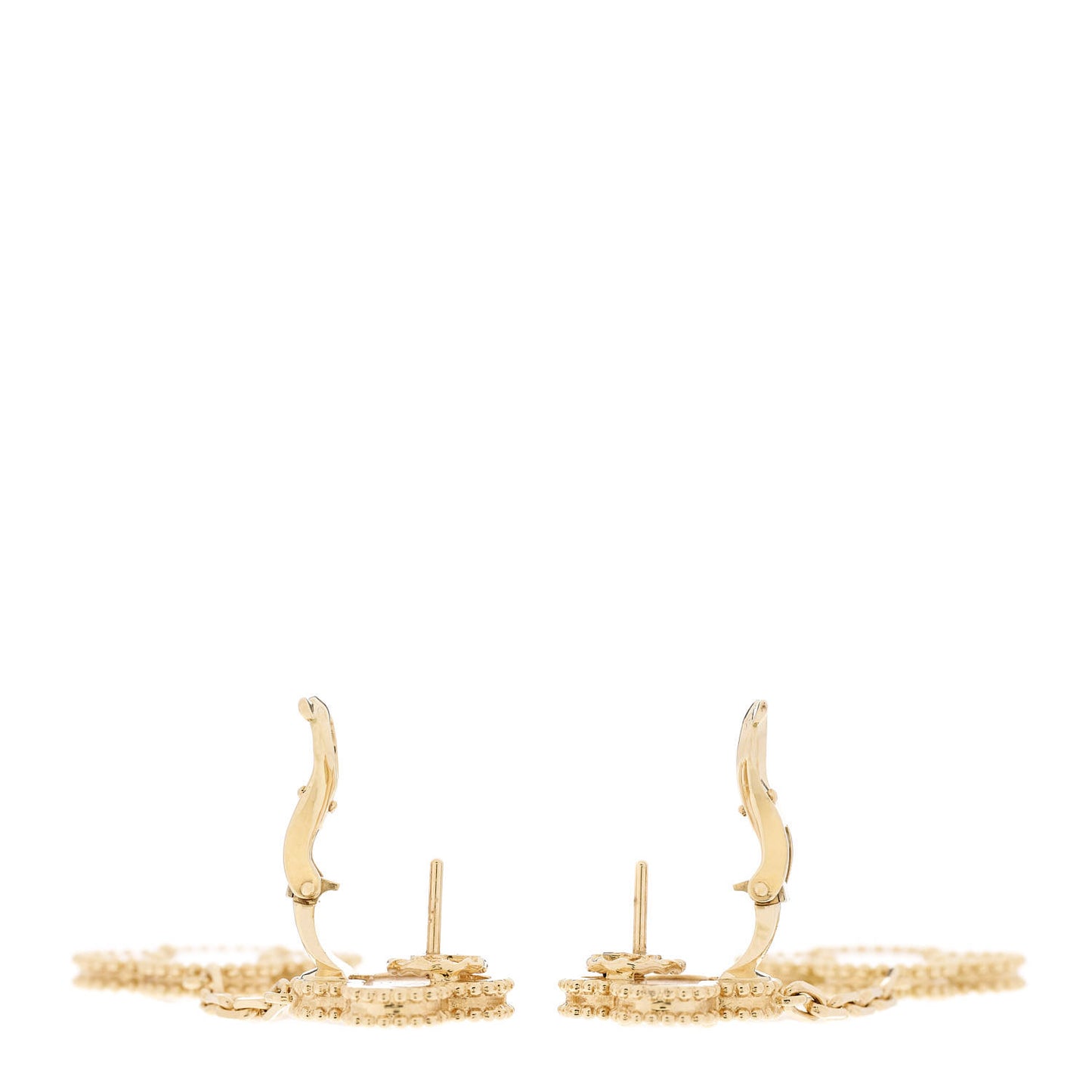 18K Yellow Gold Mother of Pearl 2 Motifs Magic Alhambra Earrings