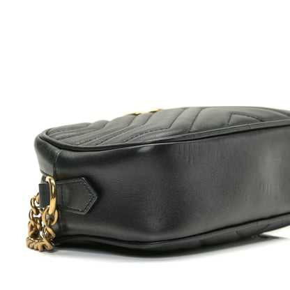 Gucci Calfskin Matelasse Mini GG Marmont Chain Shoulder Bag Black 10 of 14