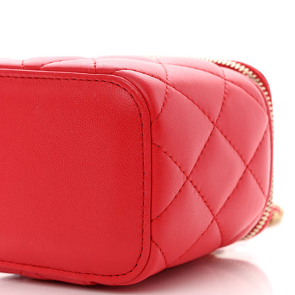 Chanel Lambskin Quilted Pearl Crush Mini Vanity Case With Chain Red 10 of 10