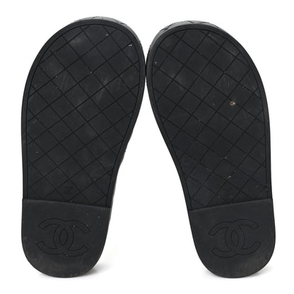 Chanel Lambskin Quilted CC Mules Sandals 37 Black 6 of 9