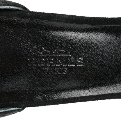 Hermes Suede Goatskin Crystal Premiere 70 Sandals 37 Black 8 of 9