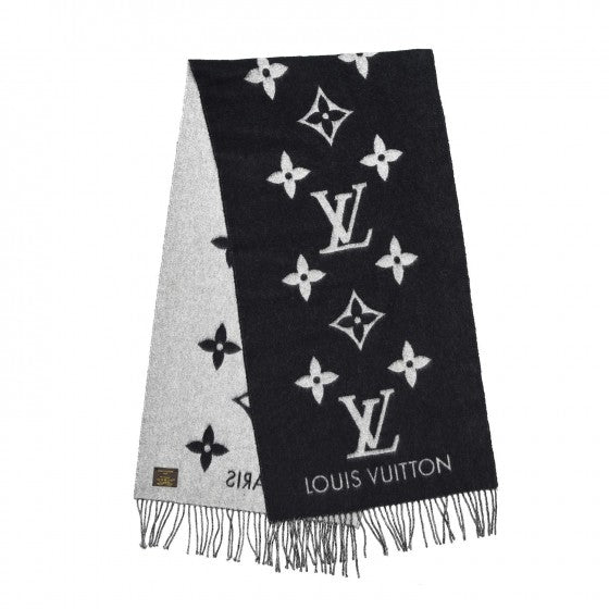 Louis Vuitton Cashmere Monogram Reykjavik Scarf Black 3 of 5