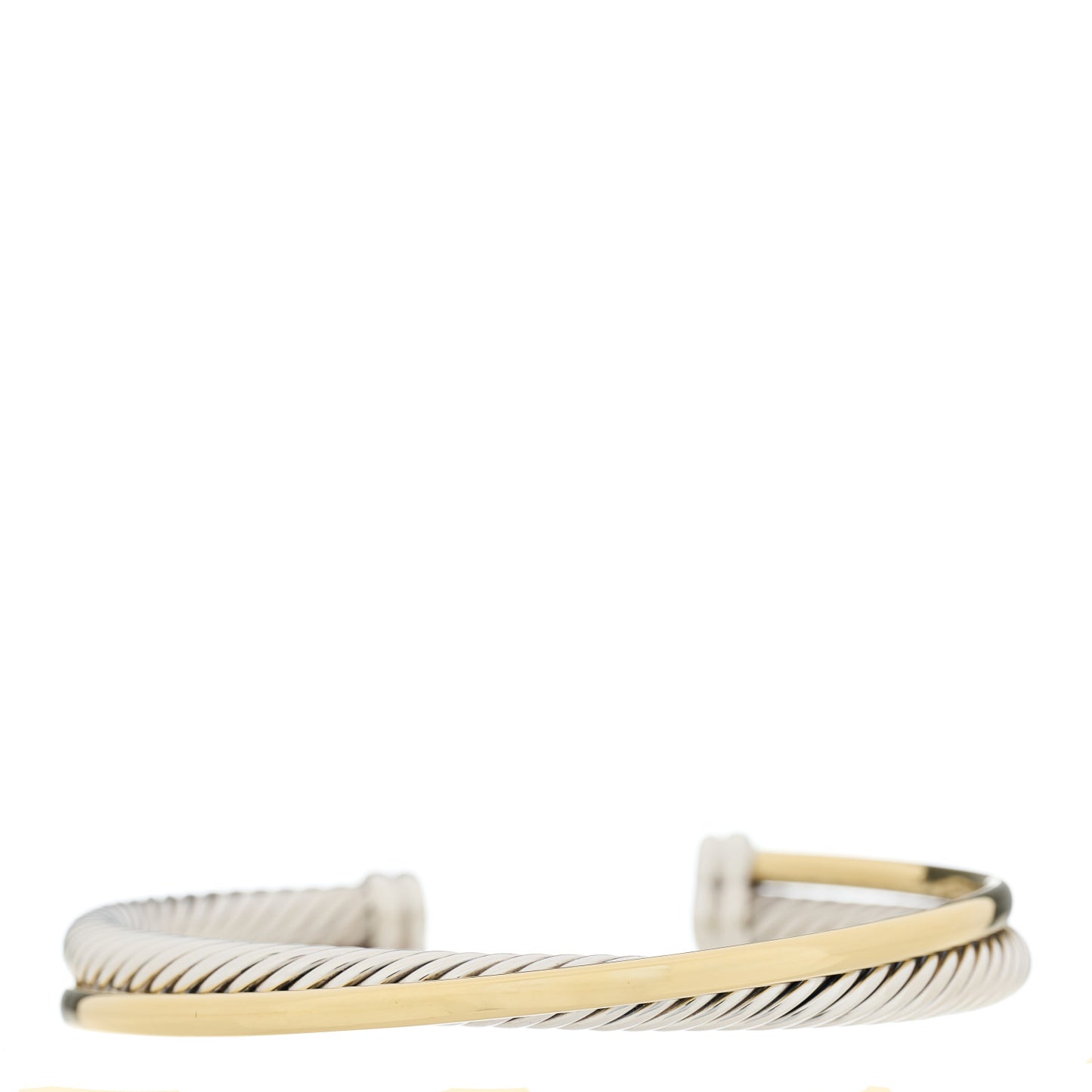Sterling Silver 18K Yellow Gold 5mm Crossover Cuff Bracelet