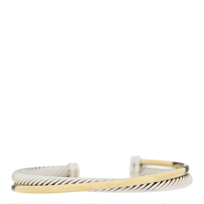 David Yurman Sterling Silver 18K Yellow Gold 5mm Crossover Cuff Bracelet 1 of 3