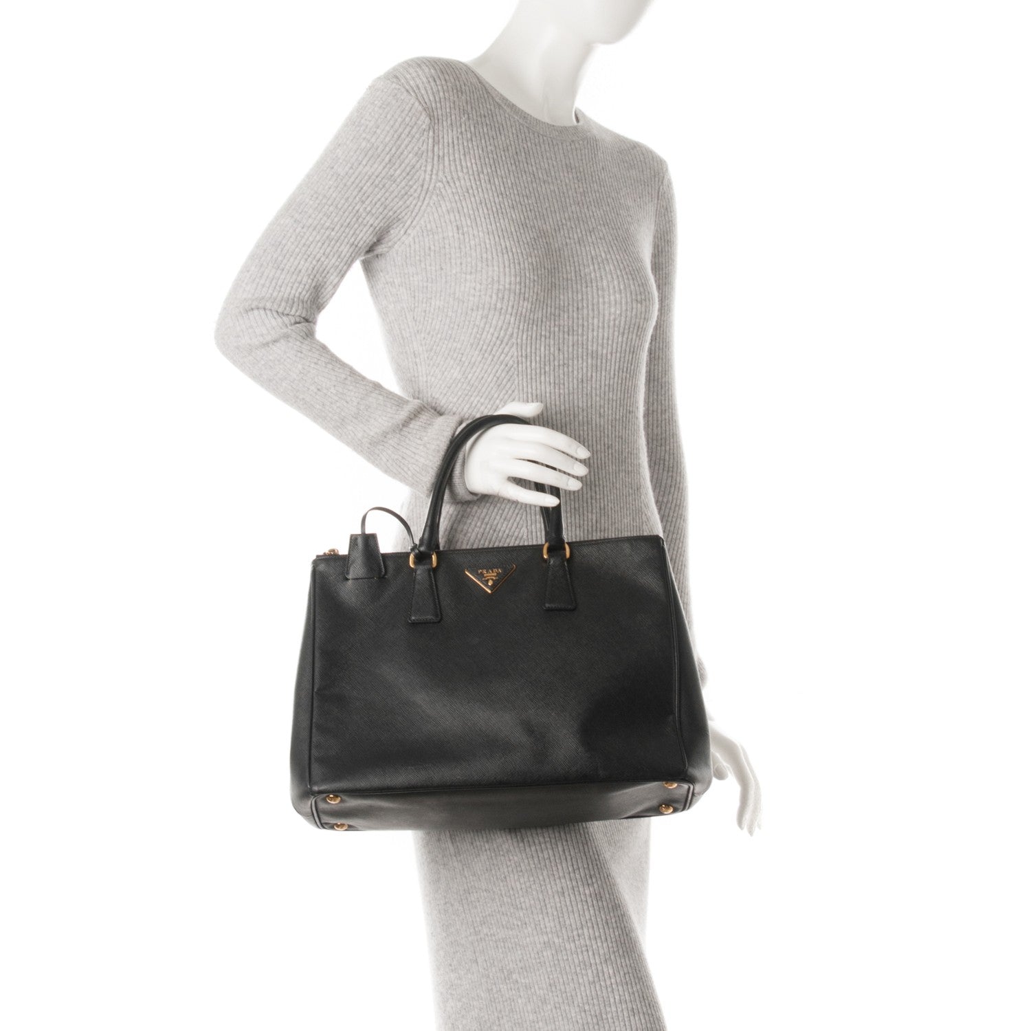 Prada Saffiano Large Galleria Double Zip Tote Black 2 of 8