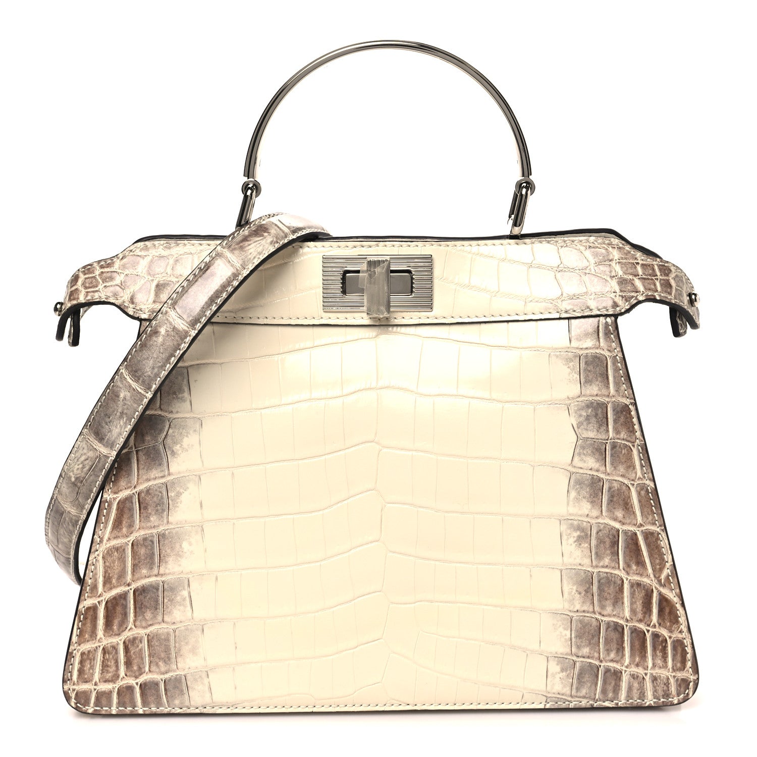 Fendi Shiny Crocodile Small Peekaboo I SEE U Satchel White 1878494 – FASHIONPHILE