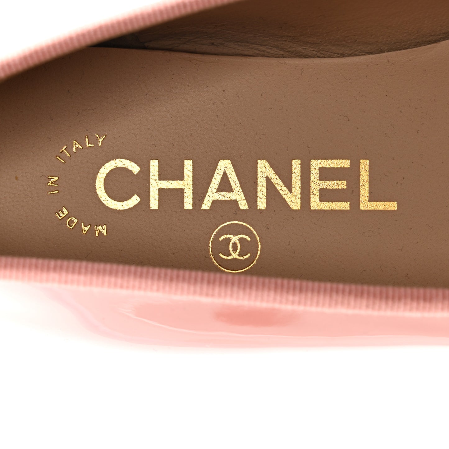 Patent Calfskin CC Cap Toe Ballerina Flats 36.5 Pink
