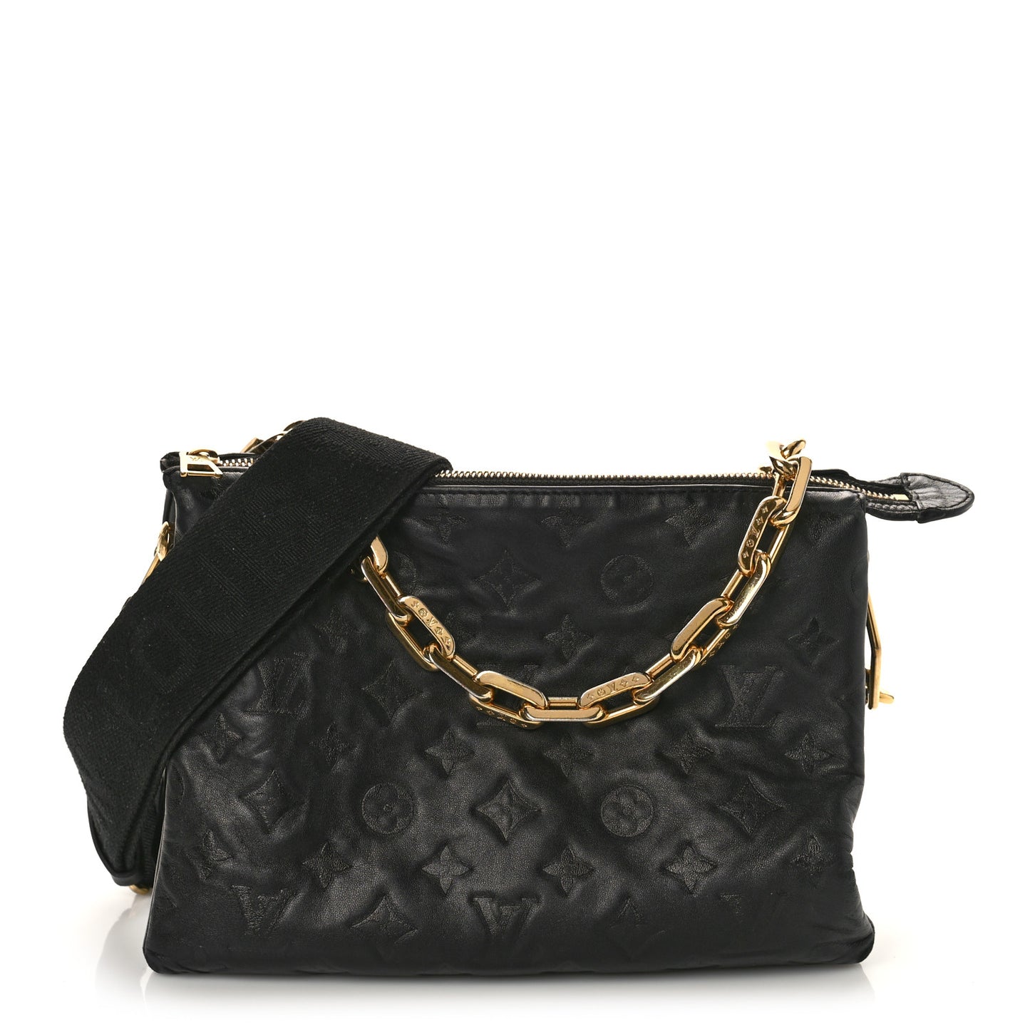 Lambskin Embossed Monogram Coussin PM Black