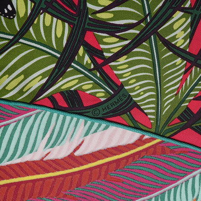 Hermes Silk Jaguar Quetzal Scarf 90 Rose Vert Camel 5 of 7