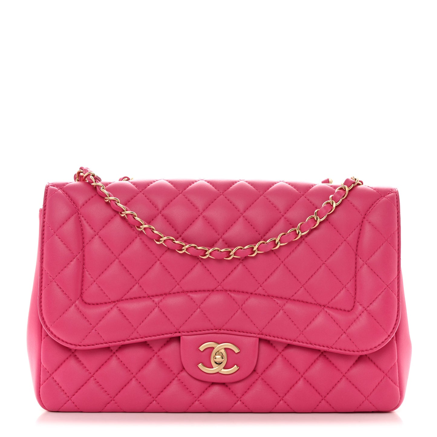 Lambskin Quilted Medium Mademoiselle Chic Flap Fuchsia