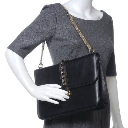 Valentino Garavani Vitello Large Glam Lock Rockstud Flap Black 2 of 7