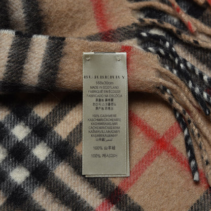 Burberry Cashmere Nova Check Fringe Scarf Camel 5 of 5