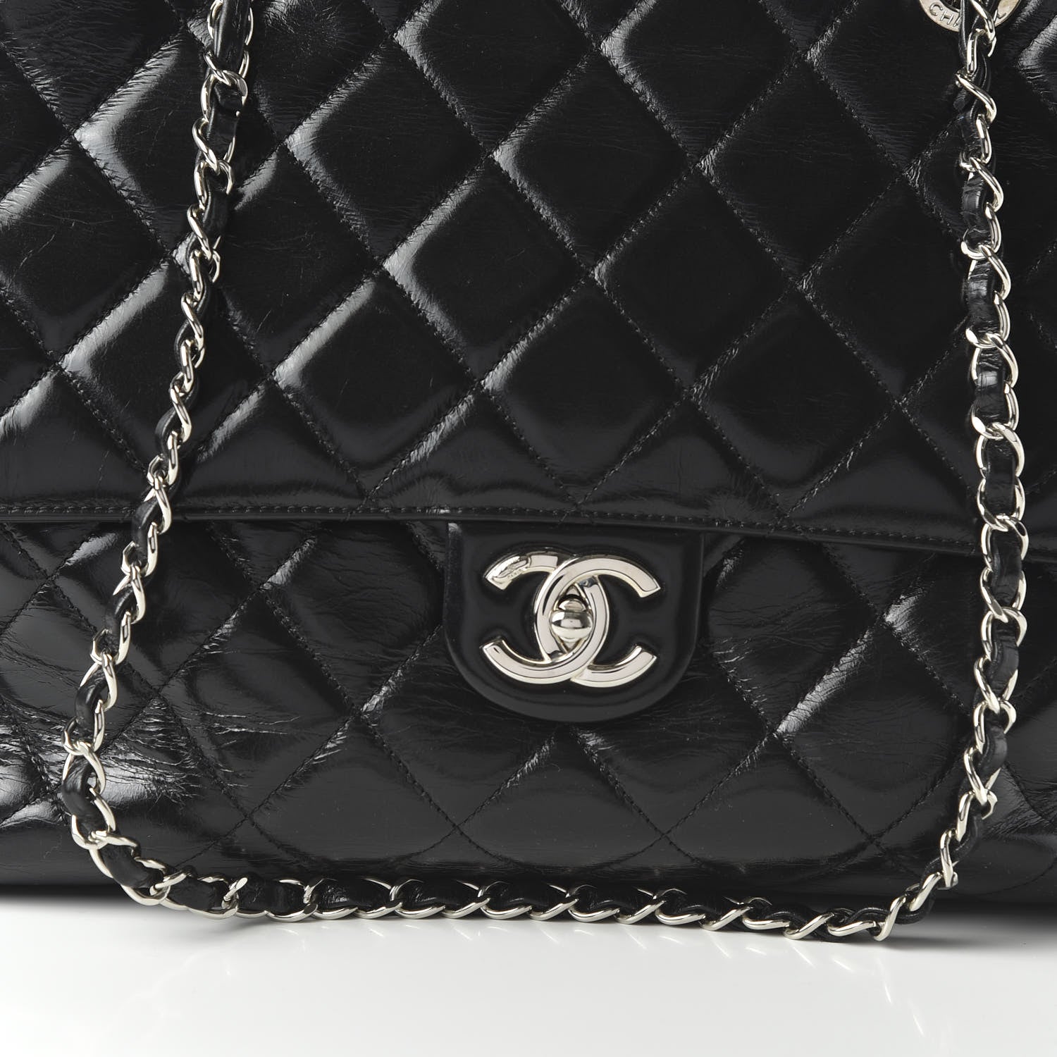 Chanel Glazed Calfskin Quilted Large CC Delivery Tote Black 10 of 12