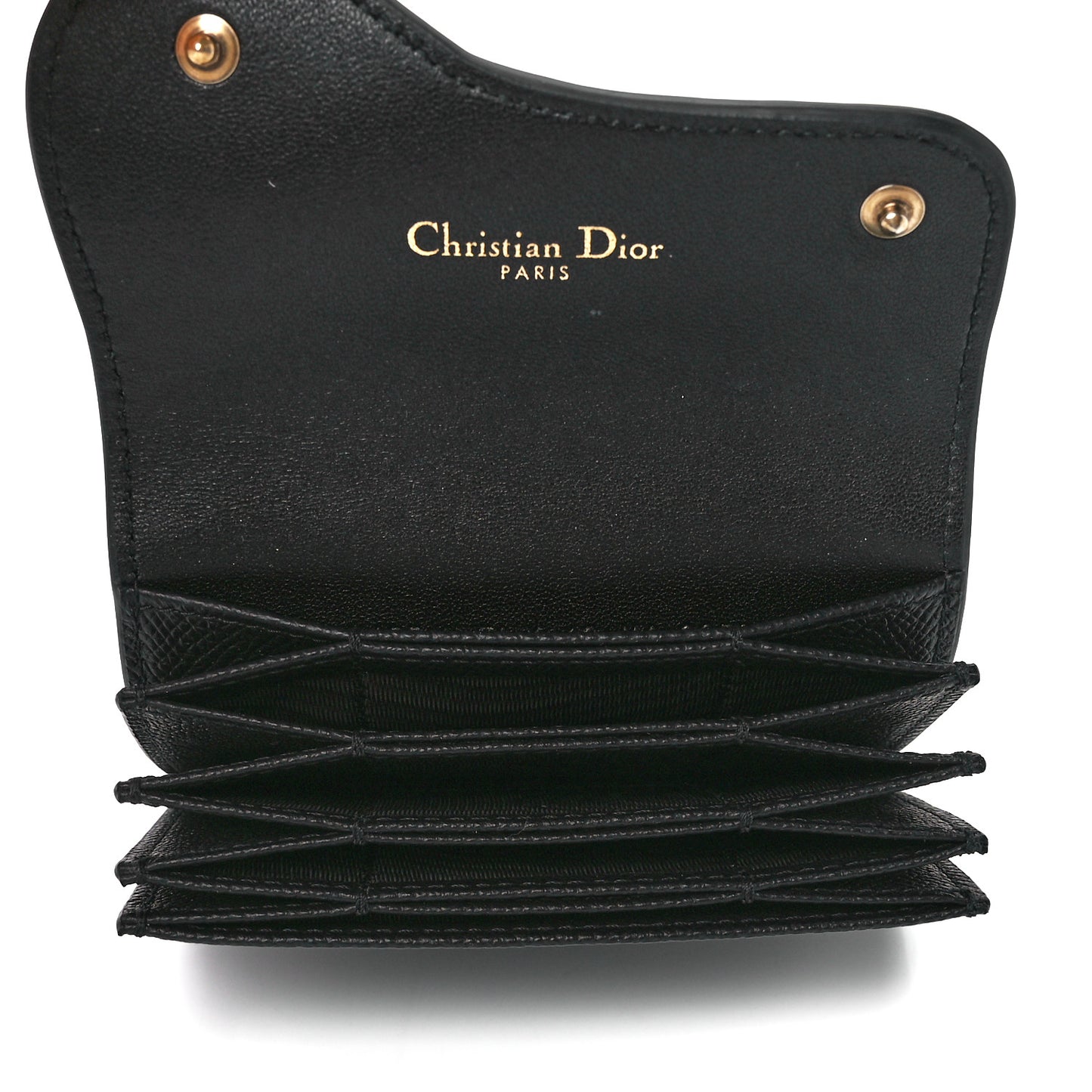 Grained Calfskin Saddle 5-Gusset Card Holder Black