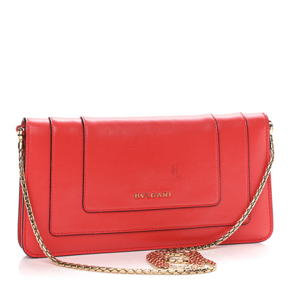 Bulgari Calfskin Serpenti Forever Flap Clutch Ruby Red 3 of 12