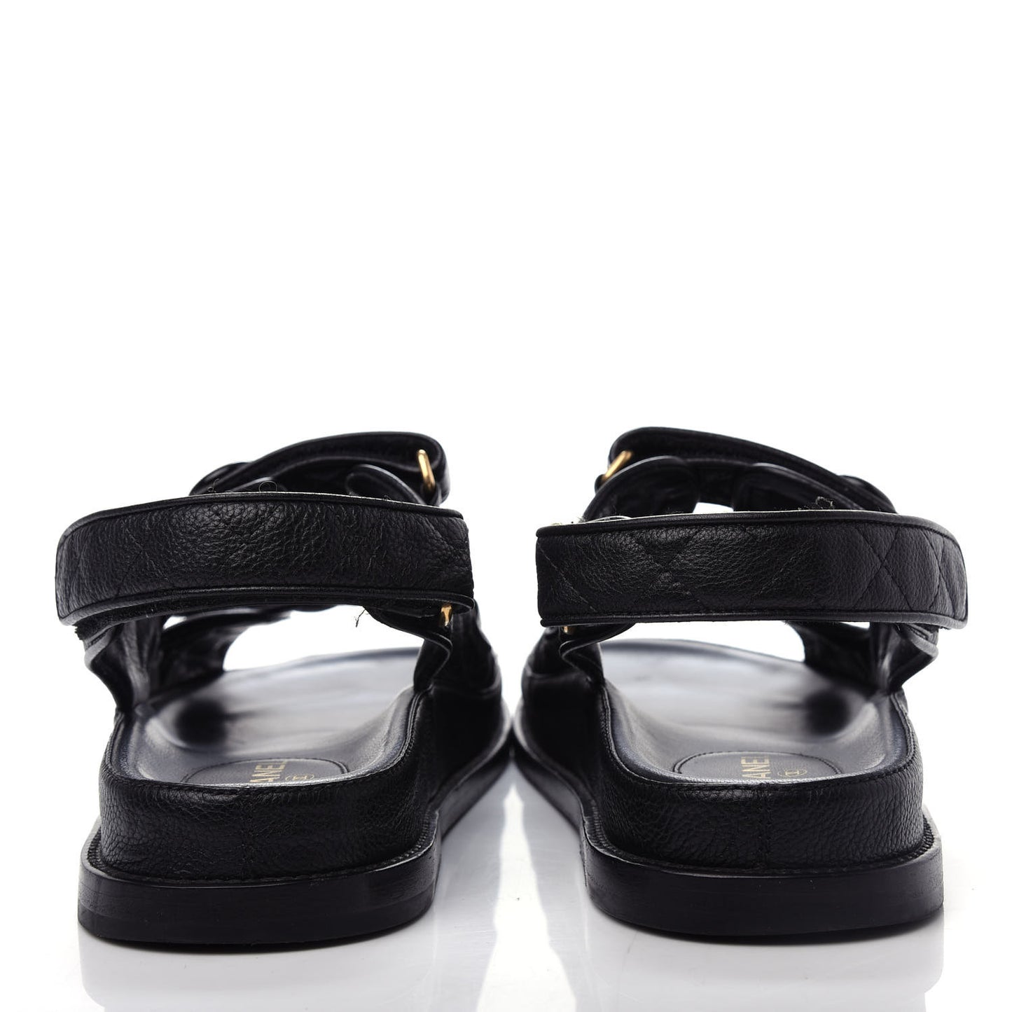 Grained Calfskin Velcro Dad Sandals 41 Black
