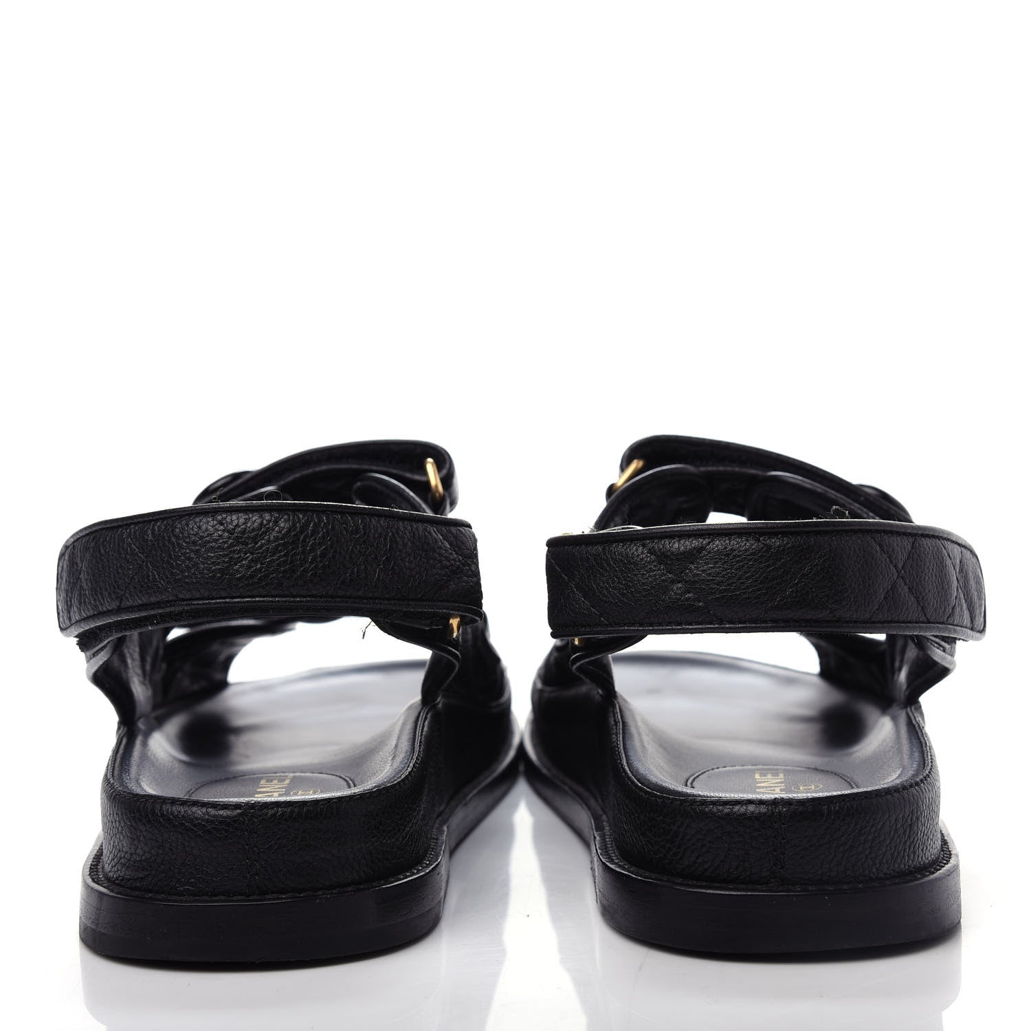 Chanel Grained Calfskin Velcro Dad Sandals 41 Black 7 of 11