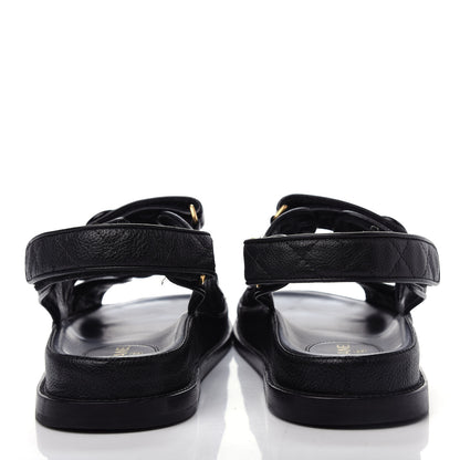Chanel Grained Calfskin Velcro Dad Sandals 41 Black 7 of 11