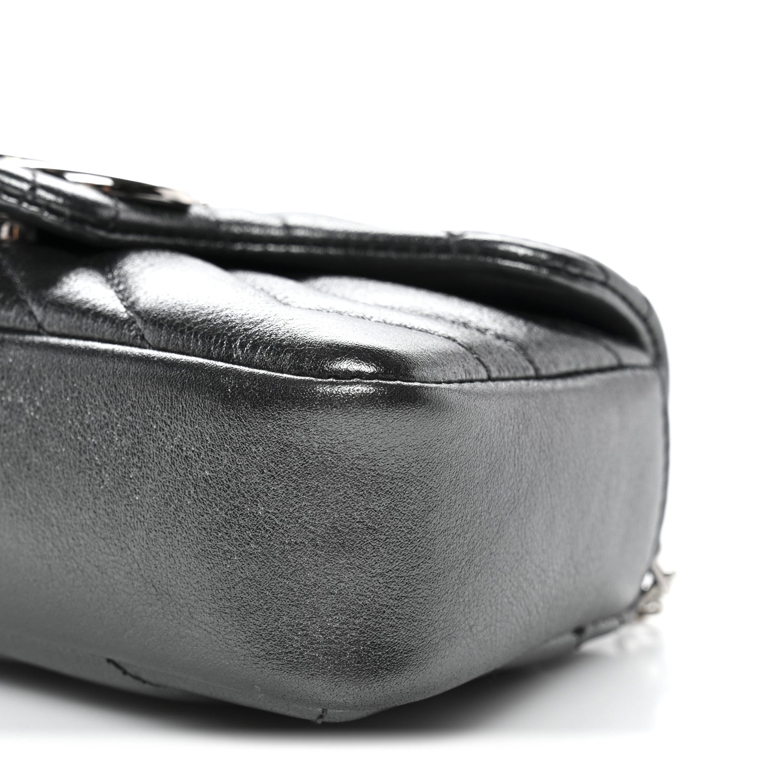 Gucci Metallic Lambskin Matelasse Mini GG Marmont Shoulder Bag Piombo 10 of 10