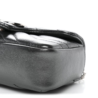 Gucci Metallic Lambskin Matelasse Mini GG Marmont Shoulder Bag Piombo 10 of 10