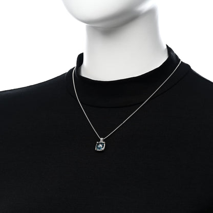 David Yurman Sterling Silver Diamond Blue Topaz 9mm Chatelaine Pave Bezel Pendant Necklace 2 of 6