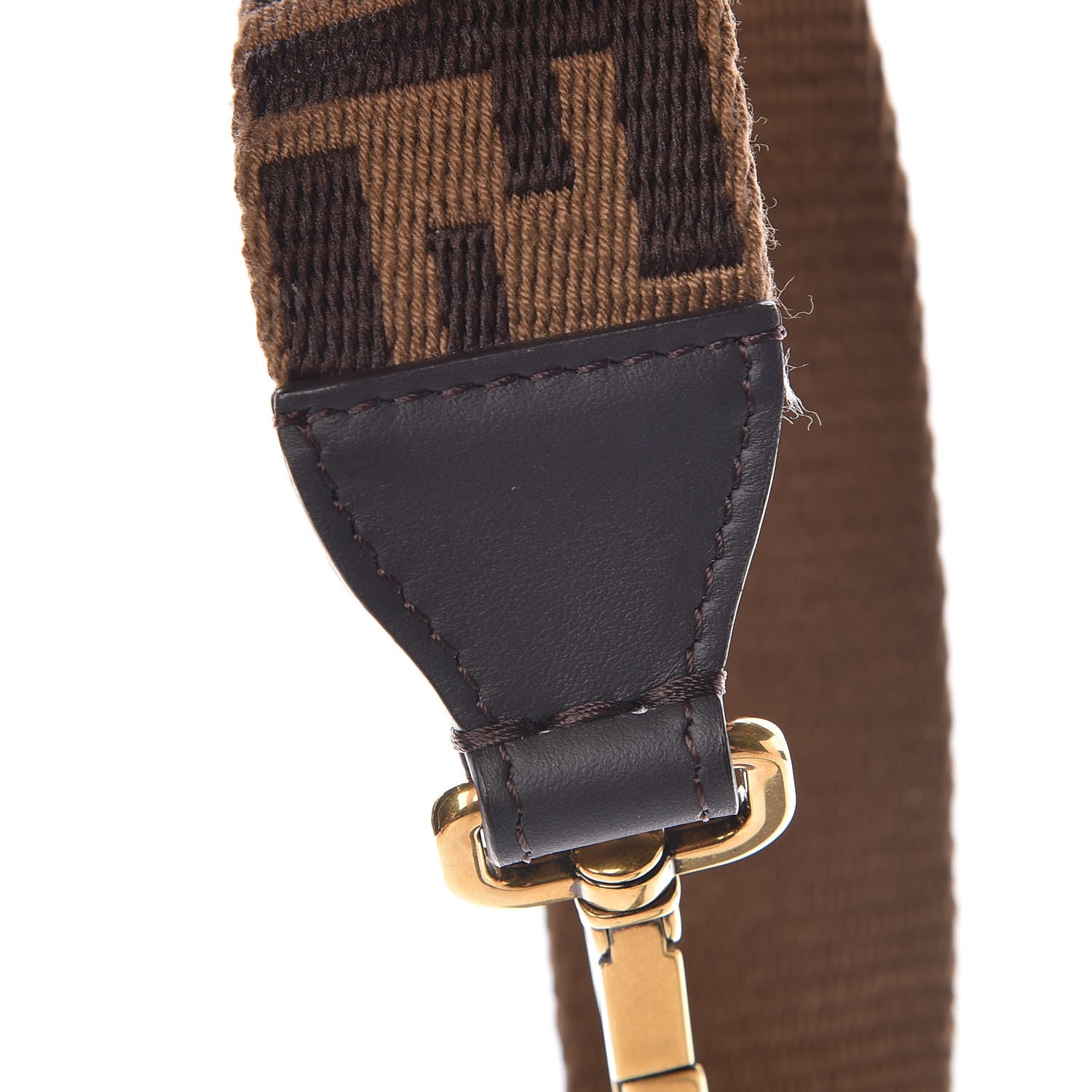 Fendi Ribbon Vitello Century FF 1974 Flat Studded Strap You Fango Marrone Ebano 6 of 7