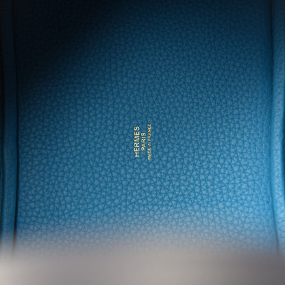 Hermes Taurillon Clemence Casaque Picotin Lock 18 PM Blue Nuit Black Blue Frida 8 of 10