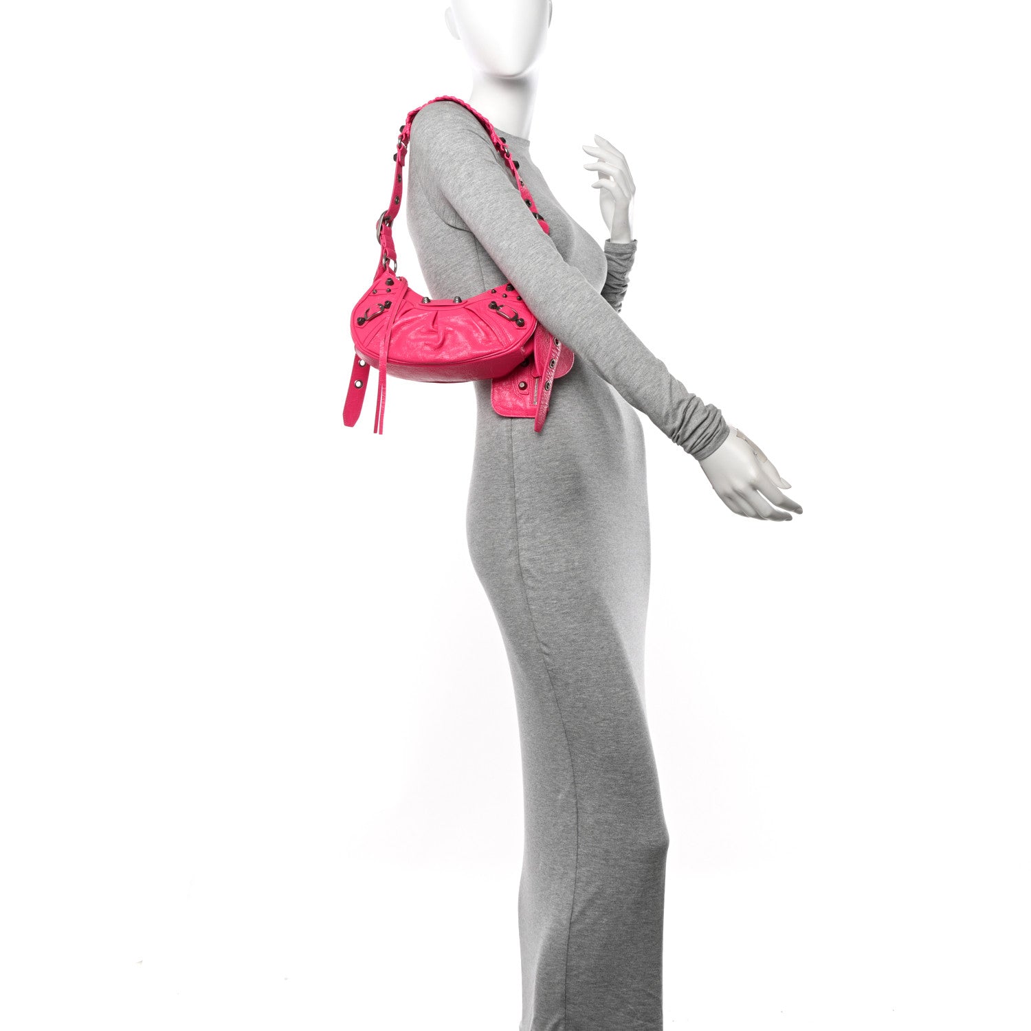 Balenciaga Agneau Arena Le Cagole Shoulder Bag XS Hot Pink 2 of 12