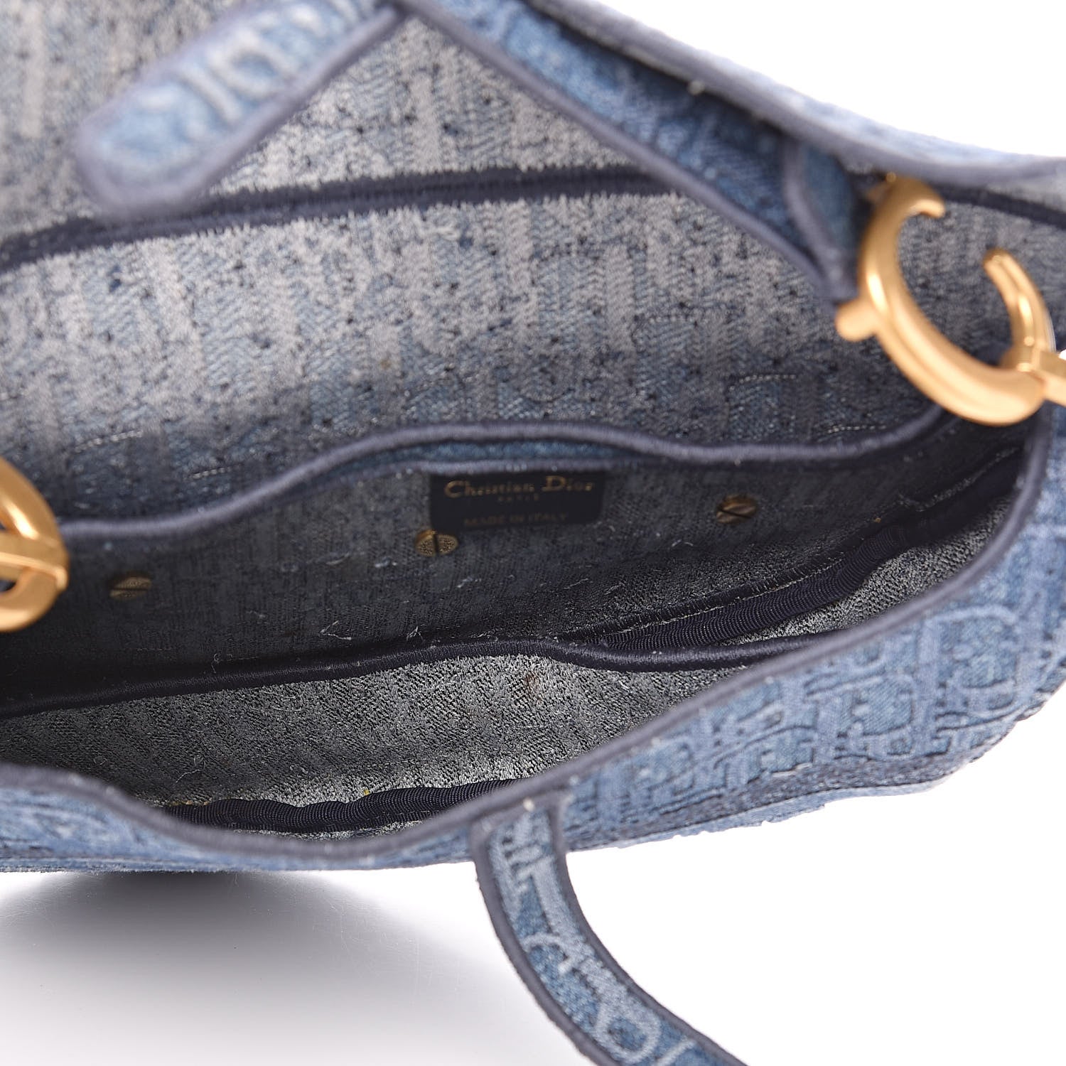 Christian Dior Oblique Denim Saddle Bag Blue 5 of 10