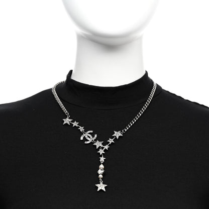 Chanel Crystal Pearl CC Star Necklace Silver 2 of 5