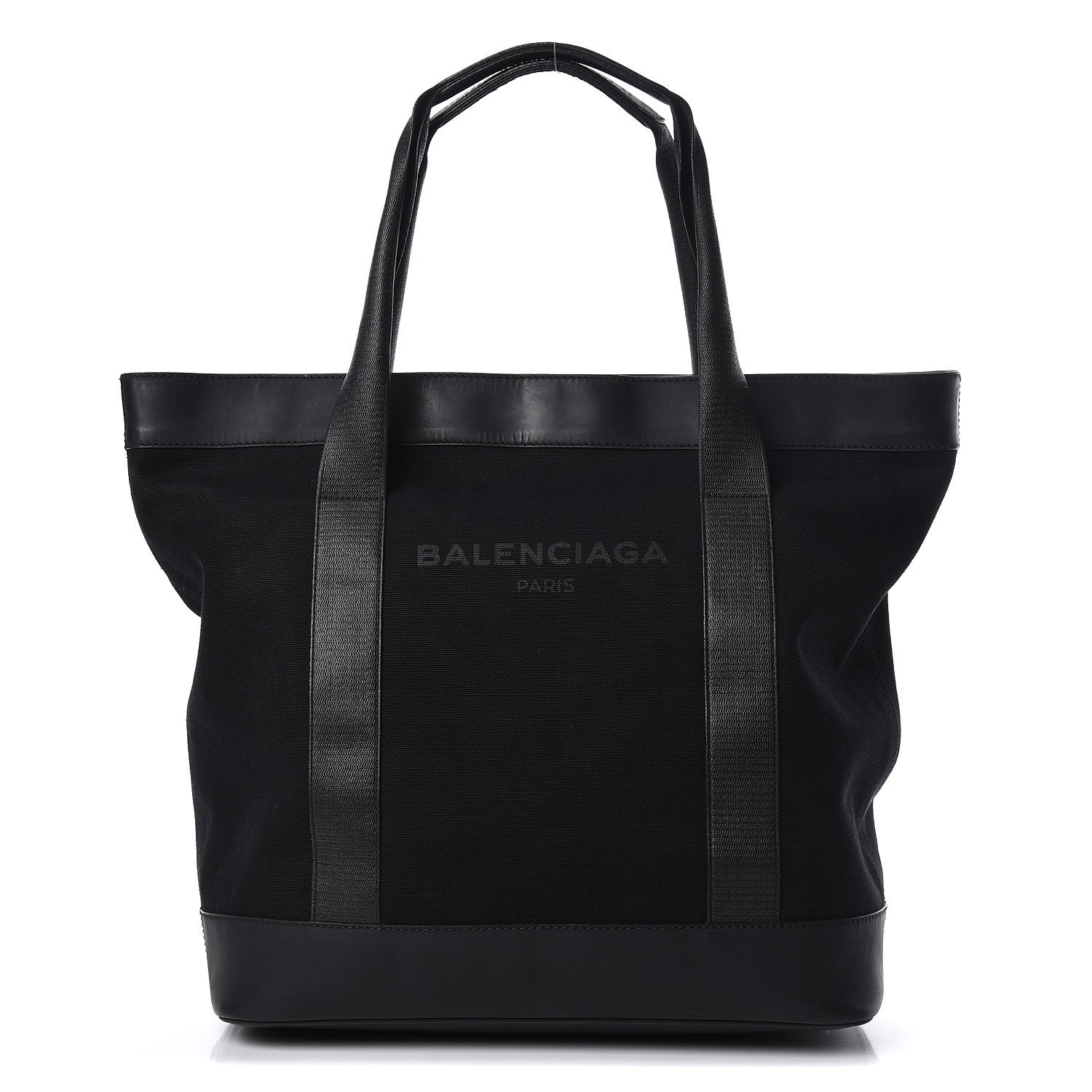 Balenciaga Rubber Calfskin Canvas Navy Tote Black 1 of 18