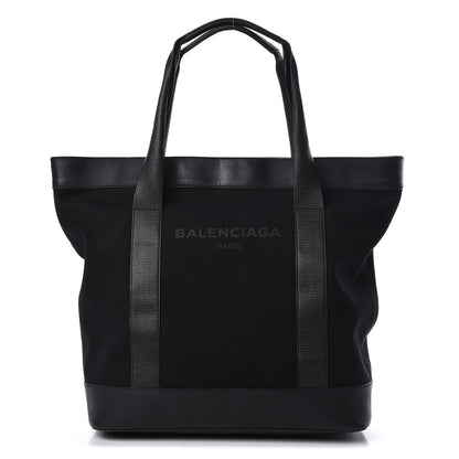 Balenciaga Rubber Calfskin Canvas Navy Tote Black 1 of 18