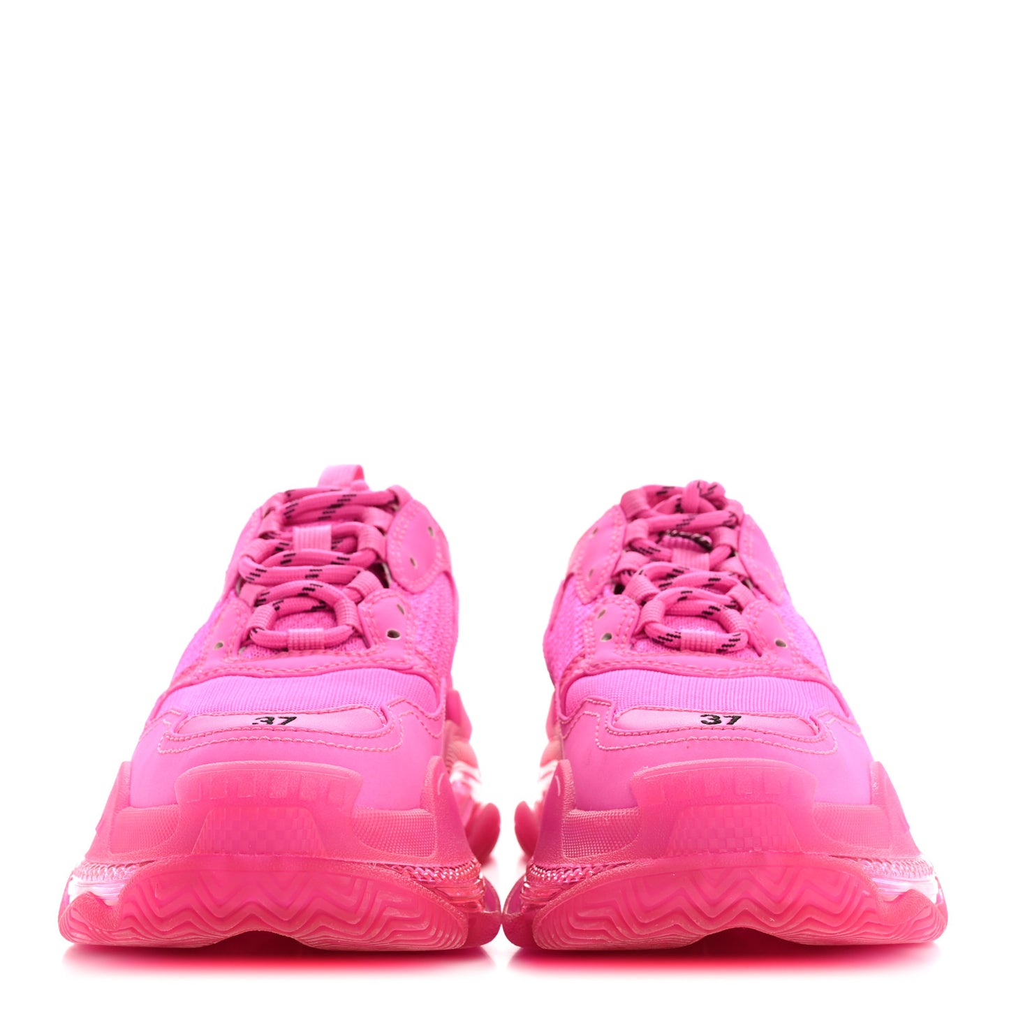Fabric Mesh Clear Sole Fluo Womens Triple S Sneakers 37 Pink