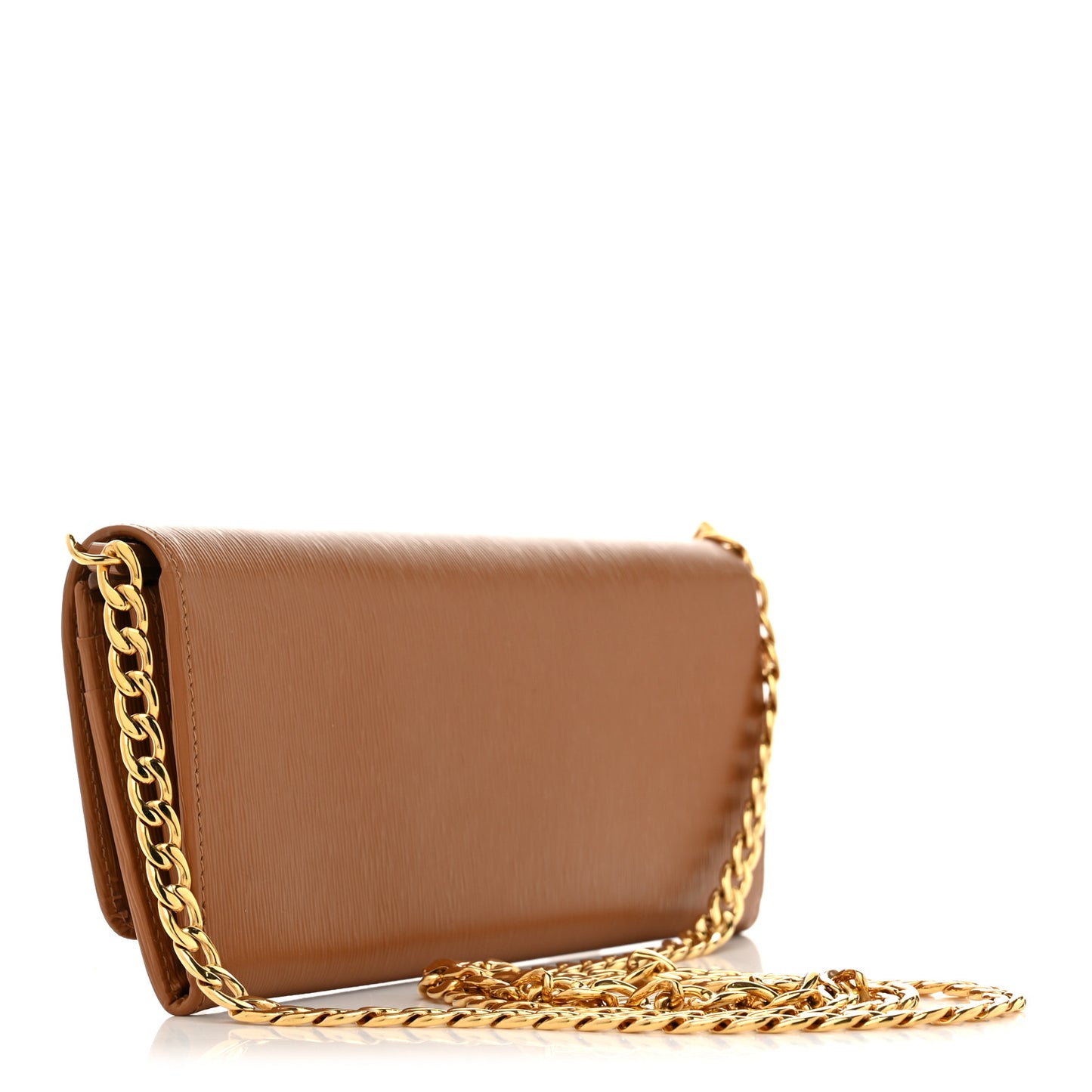 Saffiano Metal Oro Chain Wallet Caramel