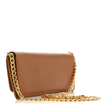Prada Saffiano Metal Oro Chain Wallet Caramel 3 of 11