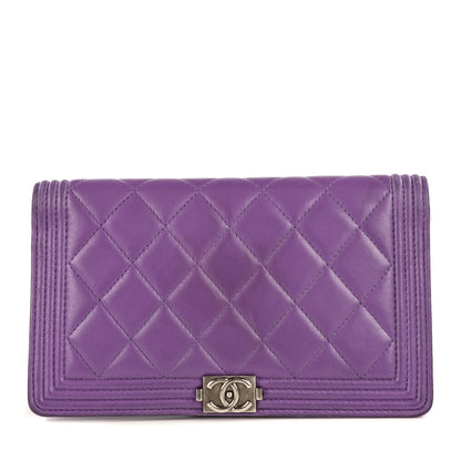 Chanel Lambskin Quilted Boy Yen Wallet Purple 1 of 10