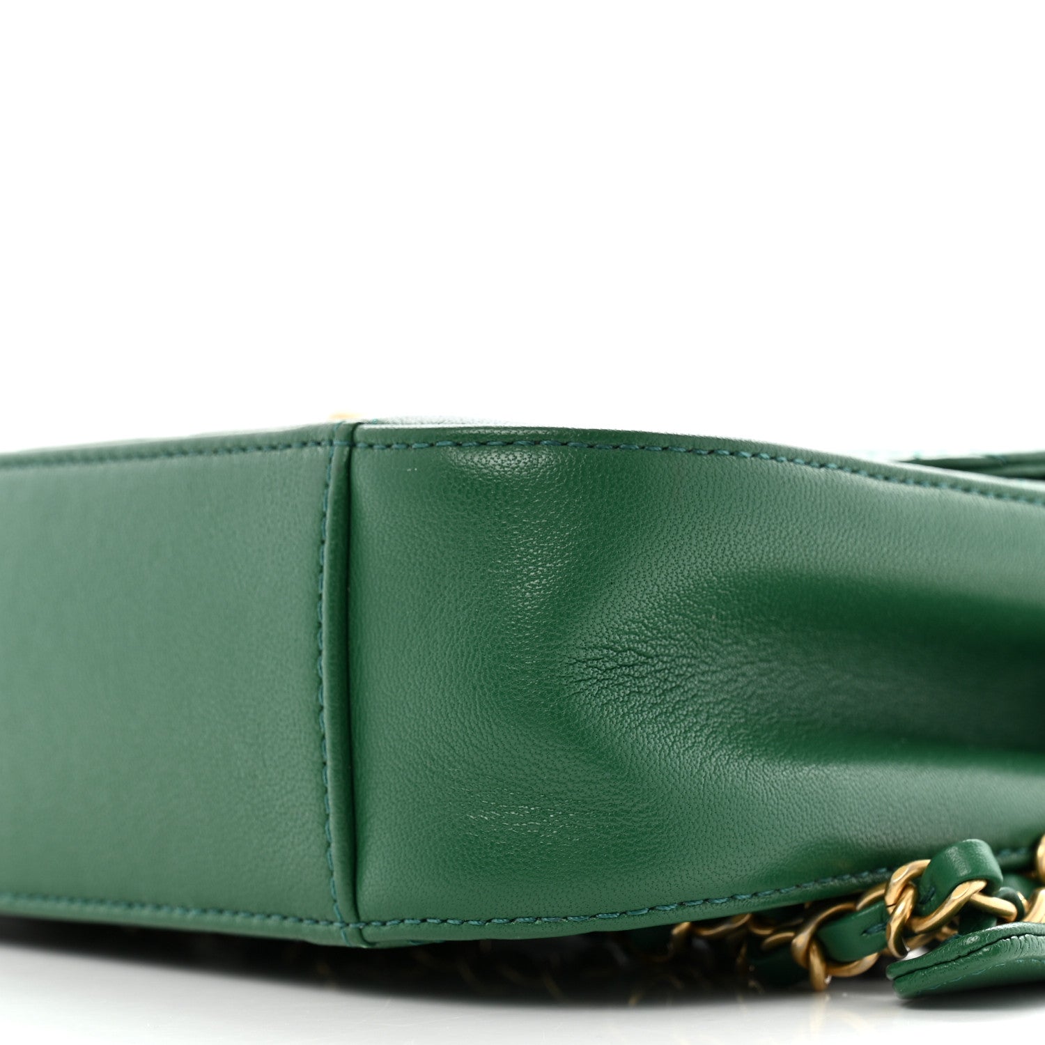 Chanel Lambskin Quilted Chain Infinity Top Handle Flap Green 10 of 13