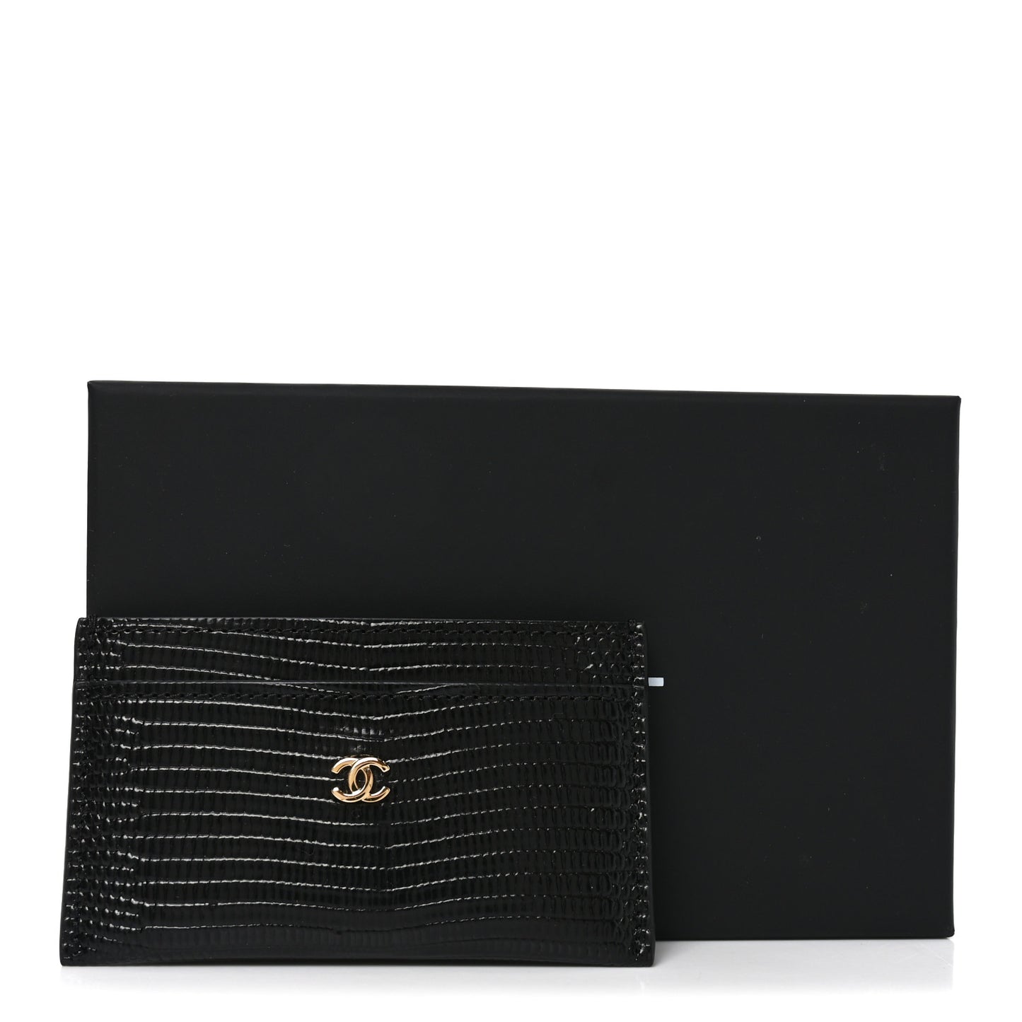 Lizard Embossed Card Holder Black