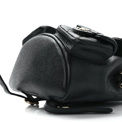 Chanel Shiny Caviar Quilted Small Duma Pockets Drawstring Backpack Black 8 of 9