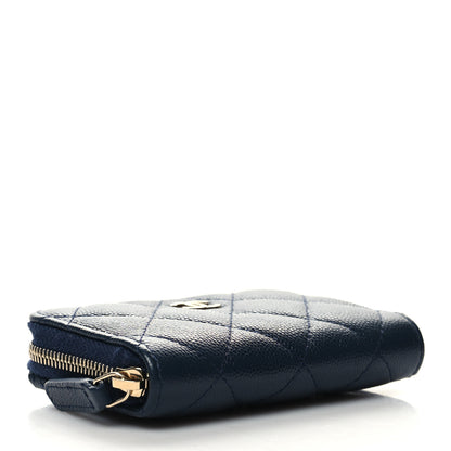 Chanel Caviar Quilted Zip Card Holder Navy 4 of 8