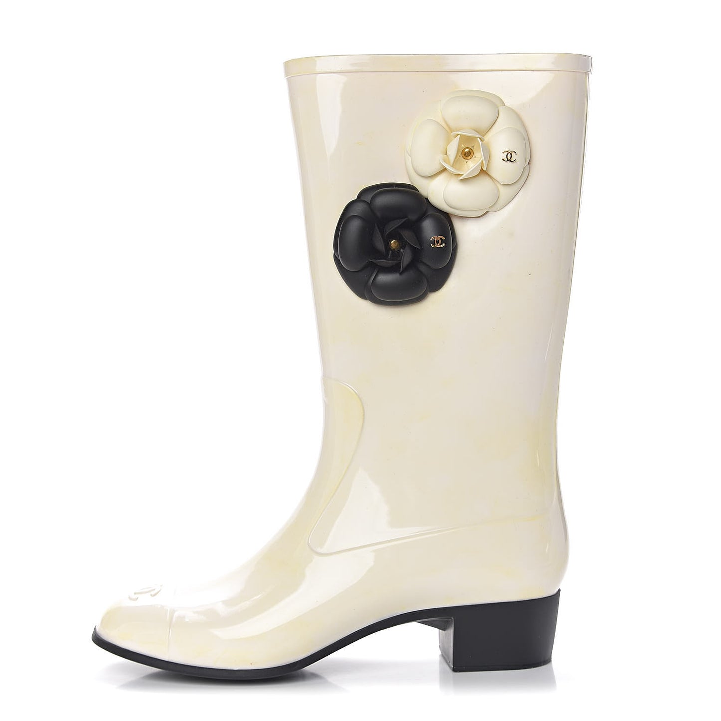 Rubber Camellia Rain Boots 40 White